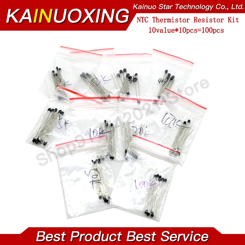 100 個 = 10 値 * 10 個 NTC サーミスタ抵抗器キット NTC-MF52AT 1K 2K 3K 4.7K 5K 10K 20K 47K 50K 100K +-5% 3950B
