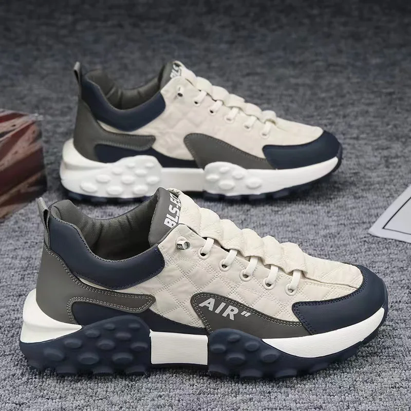 2025 new men's breathable sports shoes Korean version low top running shoes trendy thick soled dad shoes