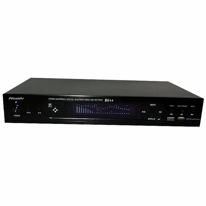 EQ-998BT Digital HD Stereo Effect Tuning Preamp Level Built-in USB Bluetooth 5.0 Home Stage Equalizer With Remote Control