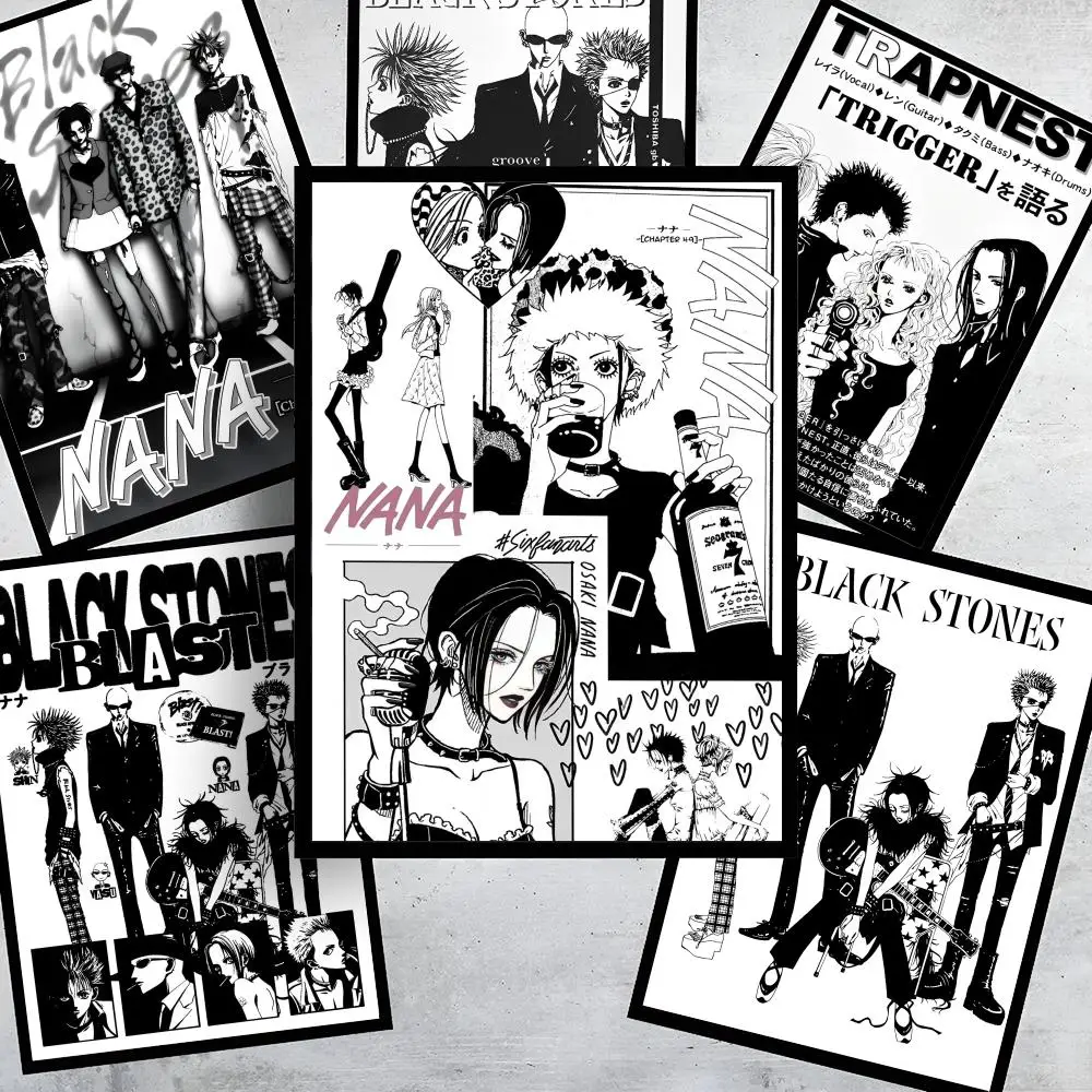 

Black S-Stones N-NANA Poster HD Art Stickers Self-Adhesive Painting Modern Home Decor for Bedroom Living Room Wall Decals Gift