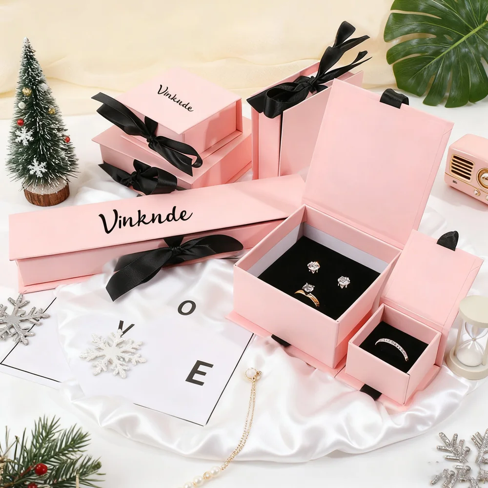 

20Pcs Custom Luxury Flip Jewelry Packaging Box 7x7x3.5cm Small Black White Paperboard with Logo Jewelry Boxes For Earrings Ring