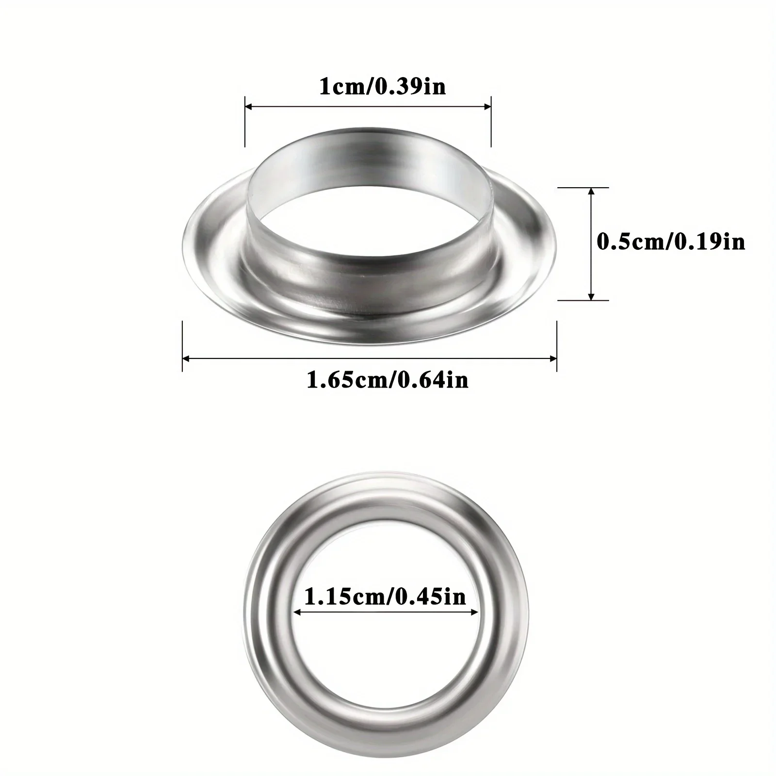 100PCs 10mm Stainless Steel Eyelets with Zinc-Plated Snap-On Washers Heavy Duty Grommet Kit for Banners Posters, Fabric, Leather