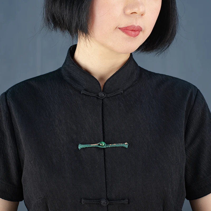 

Женская летняя блузка ручной работы в китайском стиле, хлопковая, с коротким рукавом, на пуговицах, с простым цветочным принтом, повседневная, в стиле тан.