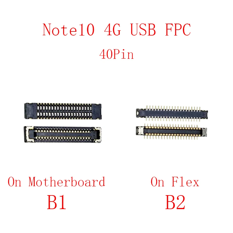 2pcs 30 40 50 60 Pin LCD Screen Usb Charging Battery FPC Connector On Board For Xiaomi Redmi 10/10A/10C/Note 10 Pro 4G/Note10 5G