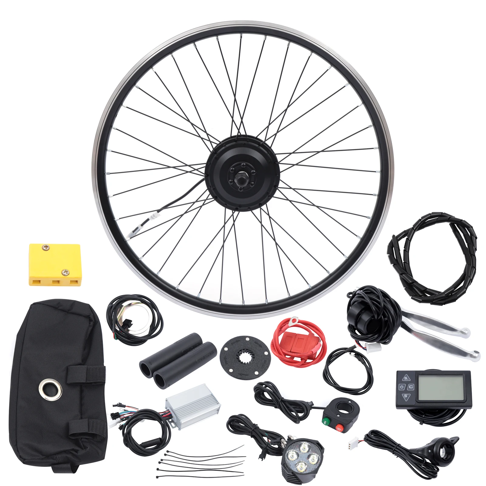 Electric Bike Conversion Kit Front Wheel Motor 350W E Bike Kit 36V Hub Motor 26" Bicycle LCD Display Controller PAS Brake Lever