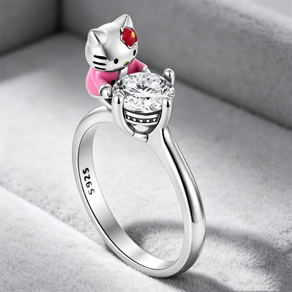925 Sterling Silver Cute Cartoon Animal Character Ring Collection Lovely Cat Dog Alien Design Rings for Women Daily Jewelry - view 3