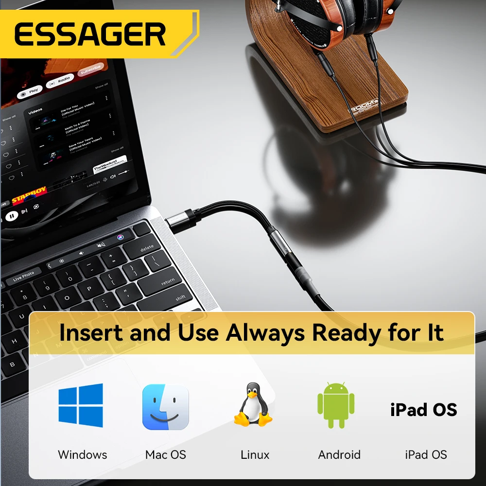 Essager Type C to 3.5mm Audio Cable Headphones Adapter USB C To 3.5mm Jack Audio AUX Cable For iPhone ipad Huawei Xiaomi MacBook image 5