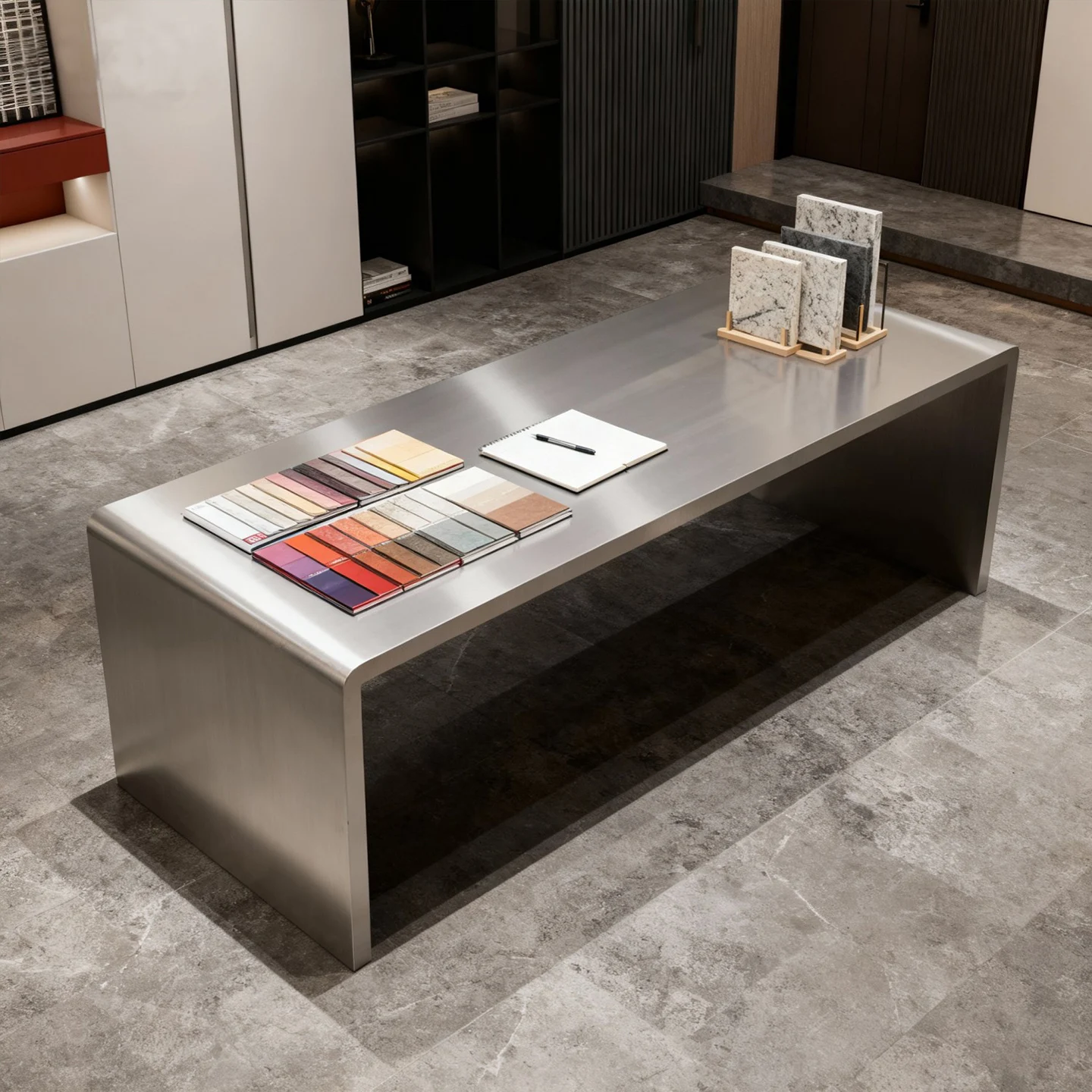 Whole house custom store Nakashimadai building materials sample display table building materials store workbench desk swatch