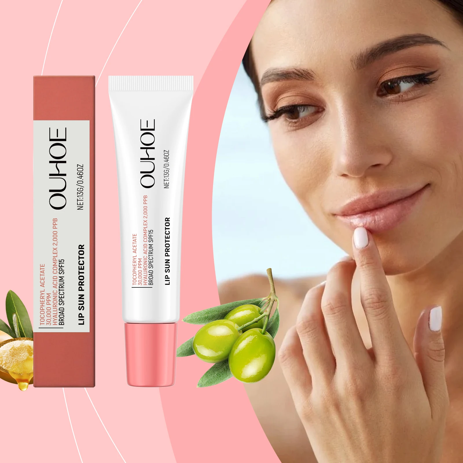 Bálsamo labial con protección solar SPF15, bloqueador Solar, hidratante, calmante, se desvanece, líneas de labios, protección solar, labios de viaje, cuidado de la piel