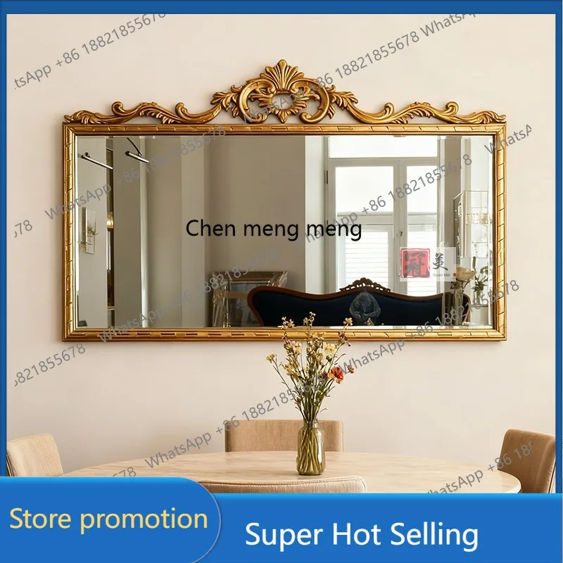 A17 French washstand mirror American toilet wall hanging bathroom mirror retro fireplace decorative mirror
