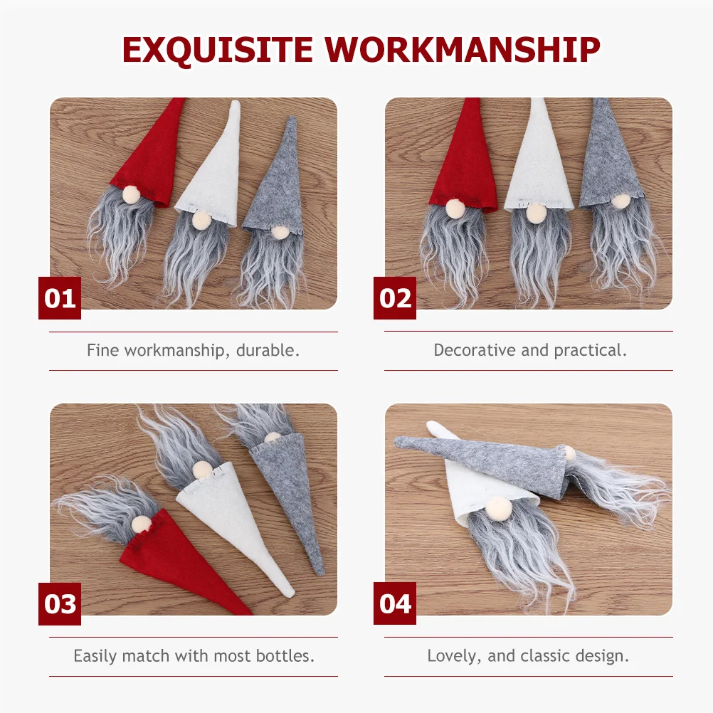 

12Pcs Christmas Wine Bottle Caps Decorative Gnome Covers Xmas Party Props Bottle Decoration Wine Christmas Accessories