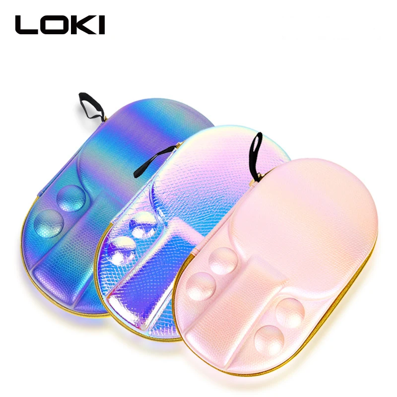 Loki Table Tennis Racket Case Waterproof Leather Ping Pong Box For Women Glossy Table Tennis Rackets Bags Zipper Storage Racket