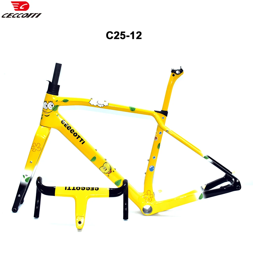 CECCOTTI Relief decal Gravel Frame T1000 Carbon Gravel Fit  700C * 47C and T47 BB Full Hidden Cable Bicycle Frameset Gravel