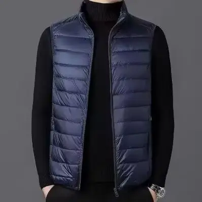 Autumn Men's Winter Lightweight Vest Sleeveless Zipper Jacket Stand Collar Warm Padded Casual Outdoor Travel Windproof Waistcoa
