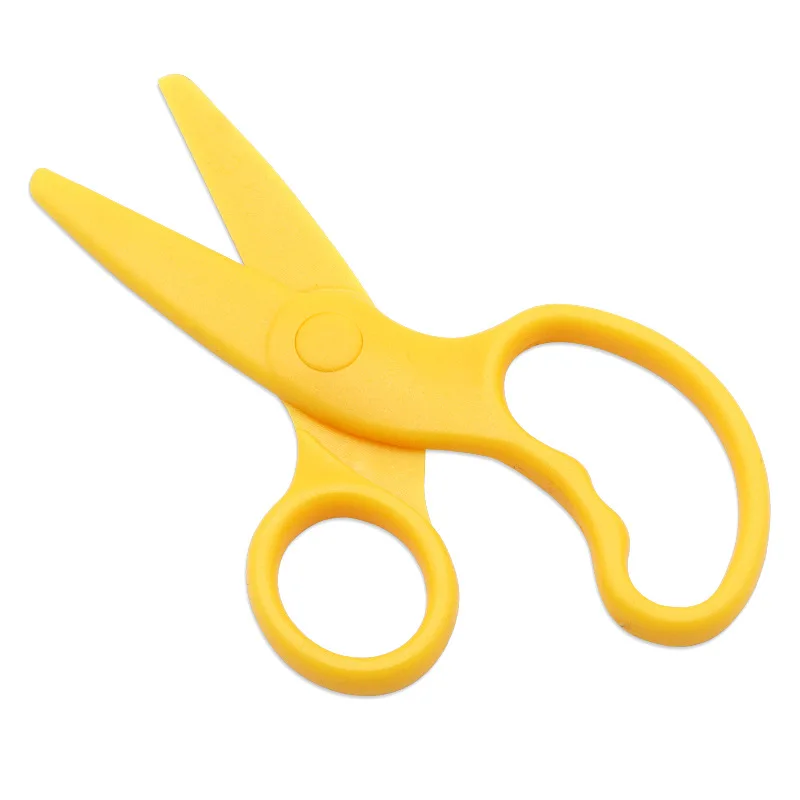 Dobeli All ABS Plastic Blade Handle Children Students Safety DIY Handmade Paper Cutting Tool Yellow Household Round Head Scissor