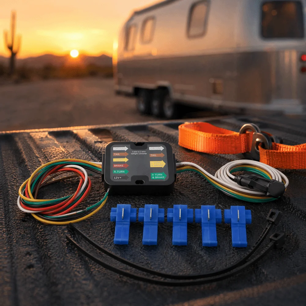 Stable Black，Blue Trailer Connector Plastic 3 to 2 Wire Light Converter Trailer for Truck, Car Towing Circuit Repair