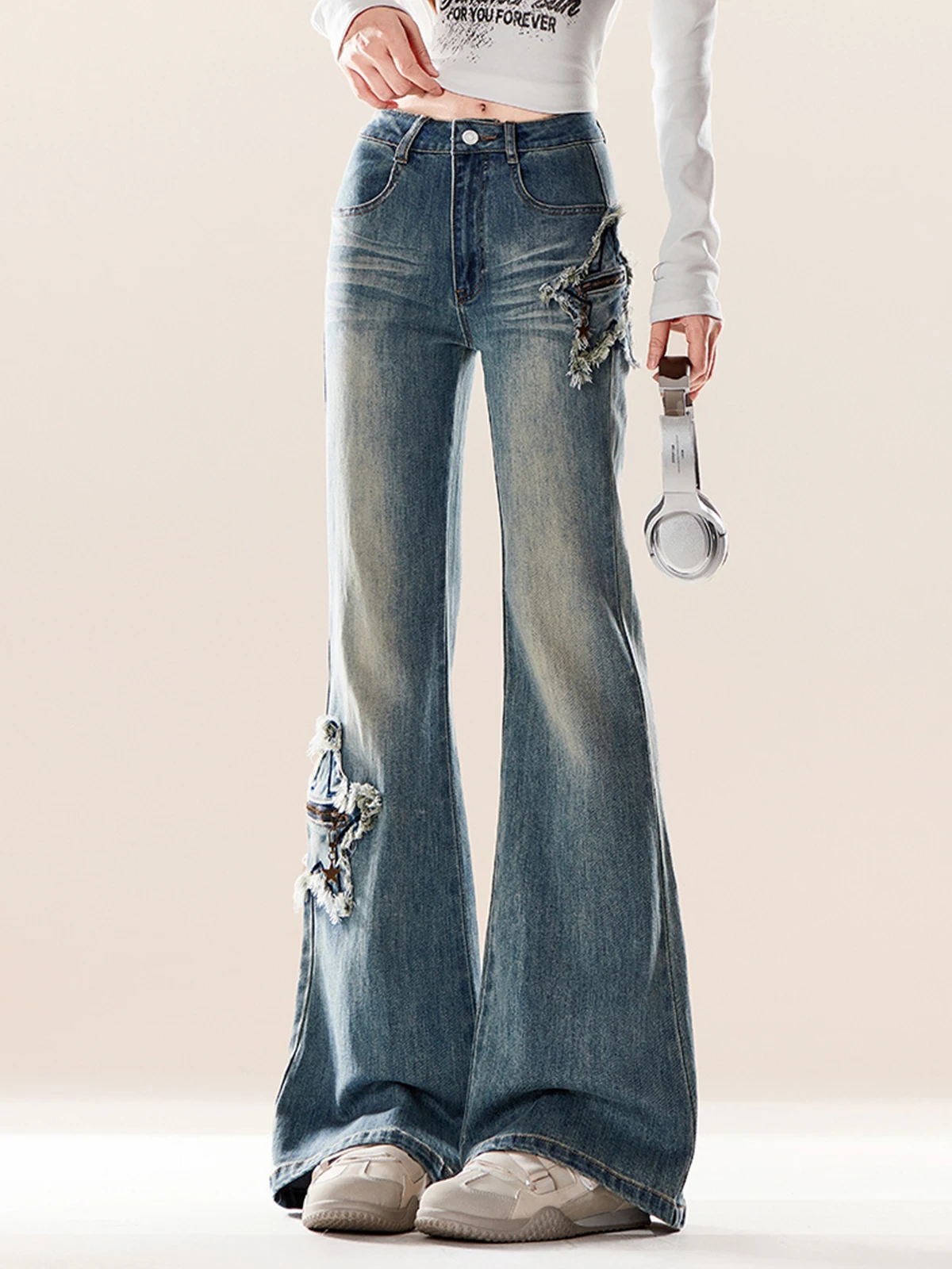 

Джинсы-клеш ENJOG American Sle Vintage Star ket для женщин: новые, модные, с эффектом удлинения ног, повседневные, свободного кроя