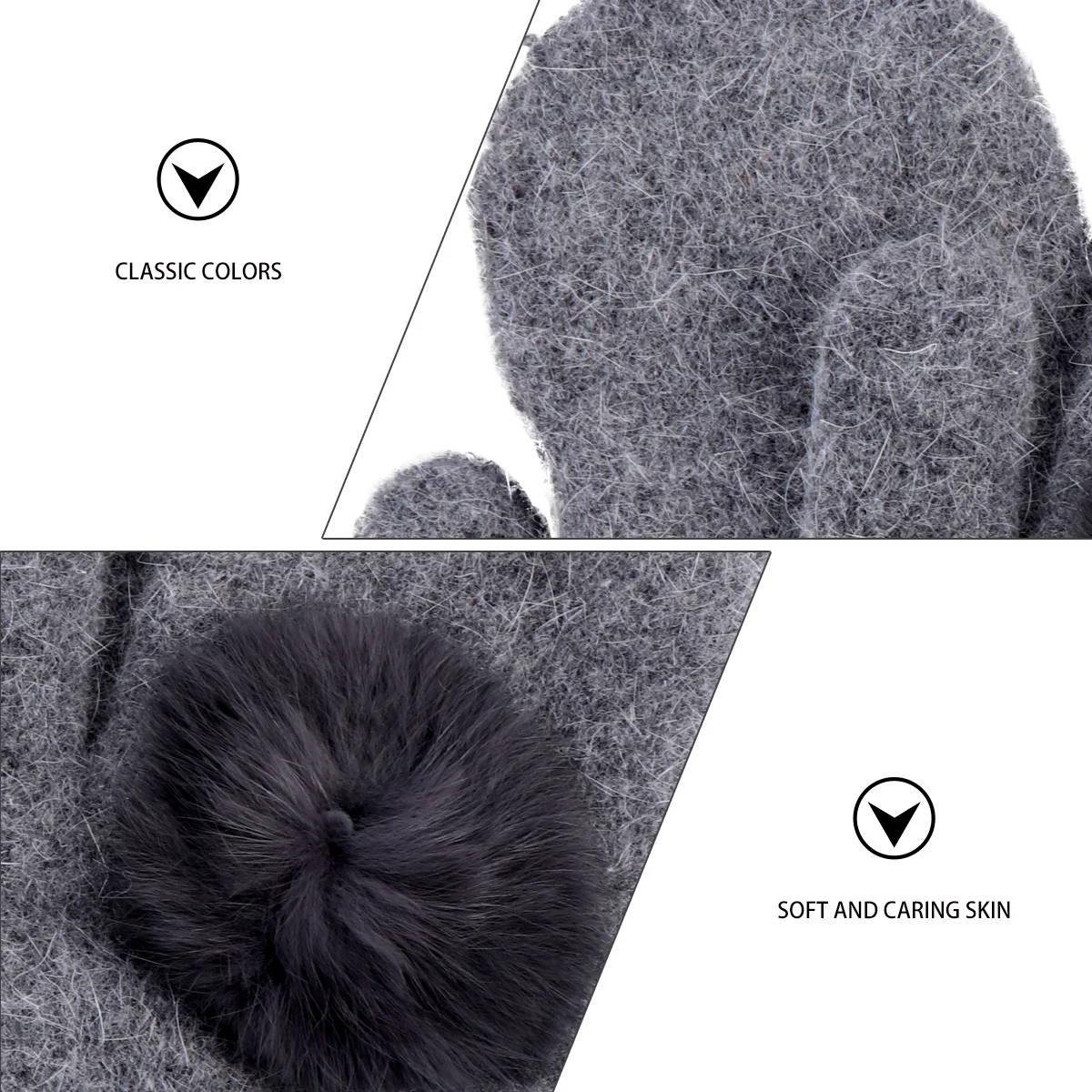 

2Pairs Pom Pom Gloves for Women Warm Fleece Lined Acrylic Knit Mittens Stretchy Winter Handwear for Outdoor Indoor Use