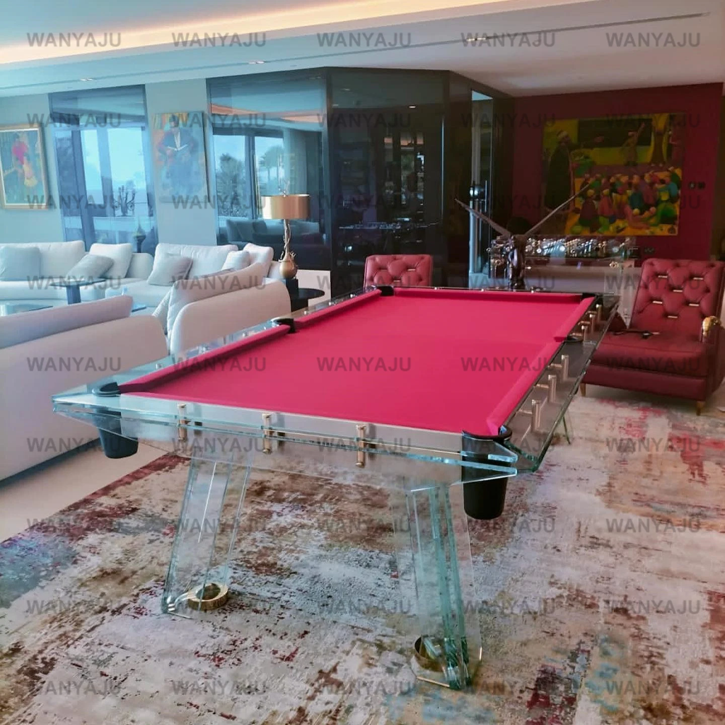 Show-stopping Tournament Size Crystal Billiard Table Professional High-End Tempered Glass Pool Table on Sale