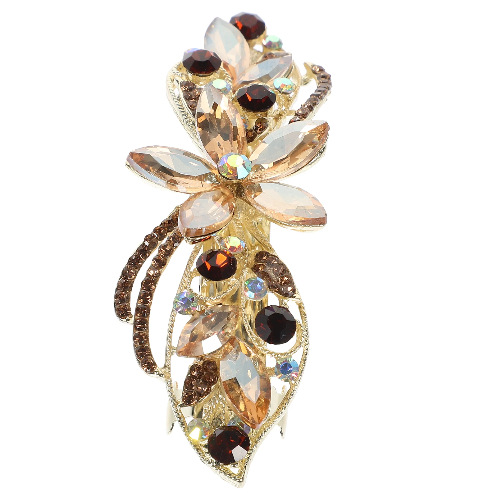 

Rhinestone Flower Hair Clip Spring Top Alloy Barrette Women Formal Wedding Accessories Metal Clips Jeweled