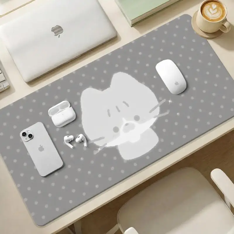 Cartoon Cat Girl Large Leather Mouse Pad Super Large Computer Table Mat Desk Pad Customization Decoration Office Dormitory Mat