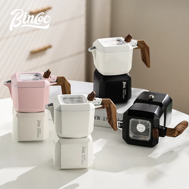 Bincoo Small Rubik's Cube Double Valve Moka Pot Brewed Coffee Outdoor Coffee Pot Camping Style Espresso Set Coffee Machine