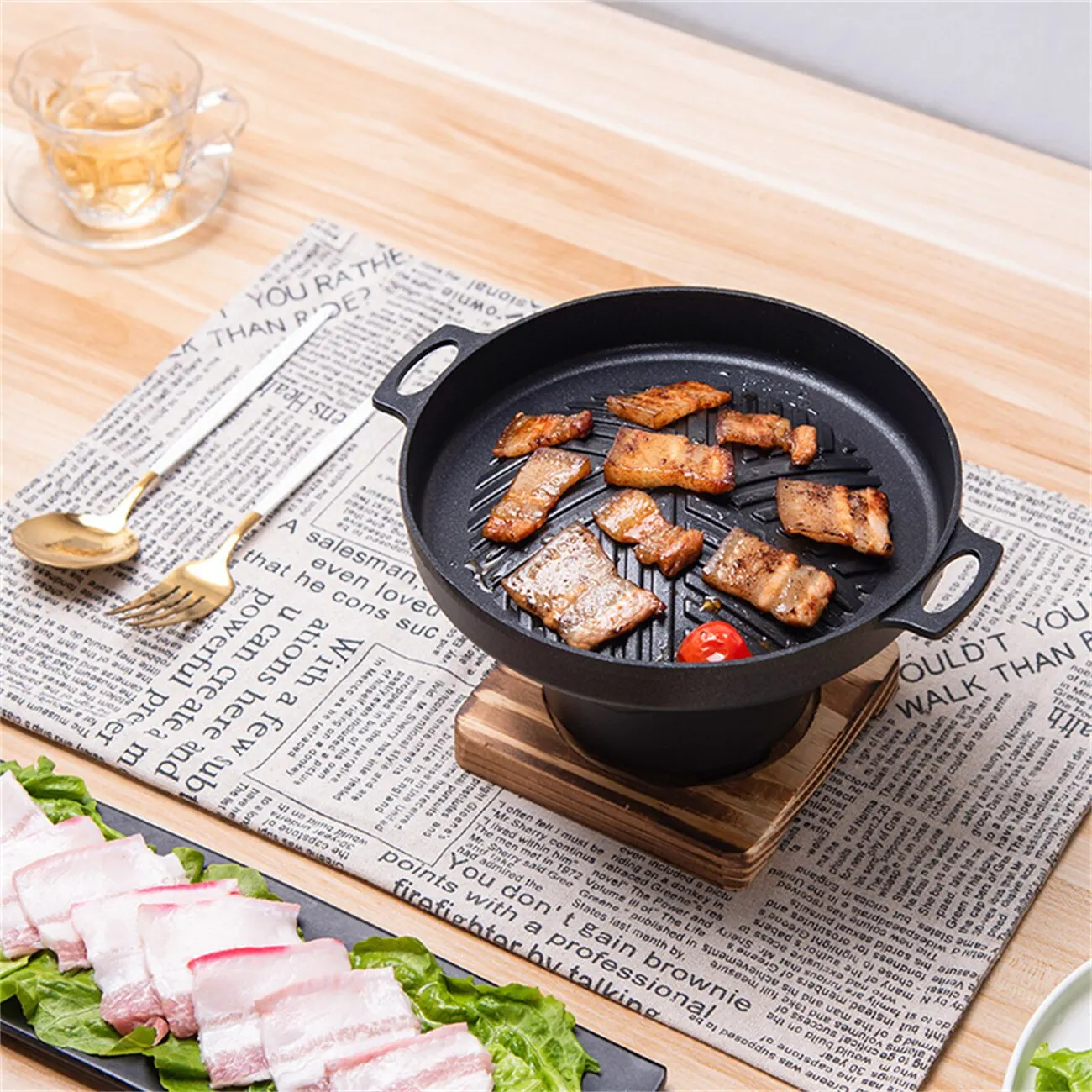 Mini BBQ Alcohol Stove Barbecue Grill Japanese One Person Cooking Oven Detachable Outdoor BBQ Plate Roasting Meat Tools