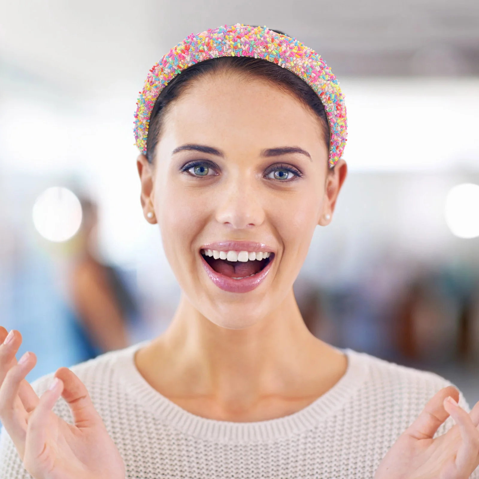 

Sponge Candy Color Headband Miss Sequin for Girls Stuffing Cotton Washing Face Headbands