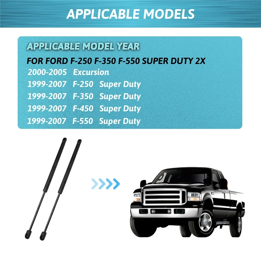 For Ford F250 F350 F450 F550 Super Duty 1999-2007 Front Hood Lift Support Rods Struts Bar Interchangable SG304029 PM2050 8194166