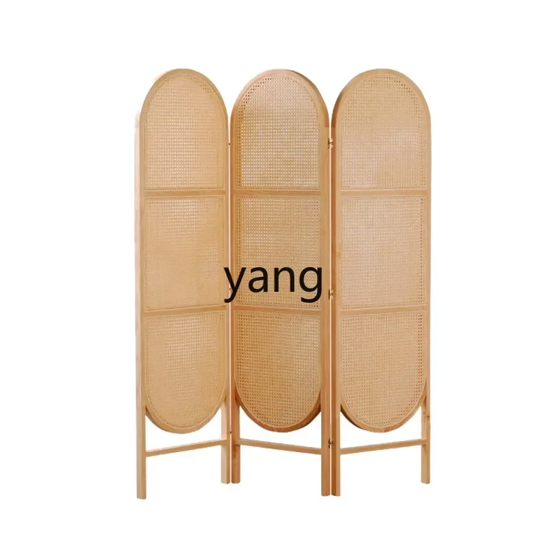 CX hand folding partition modern solid wood vine entrance living room bedroom mobile folding screen