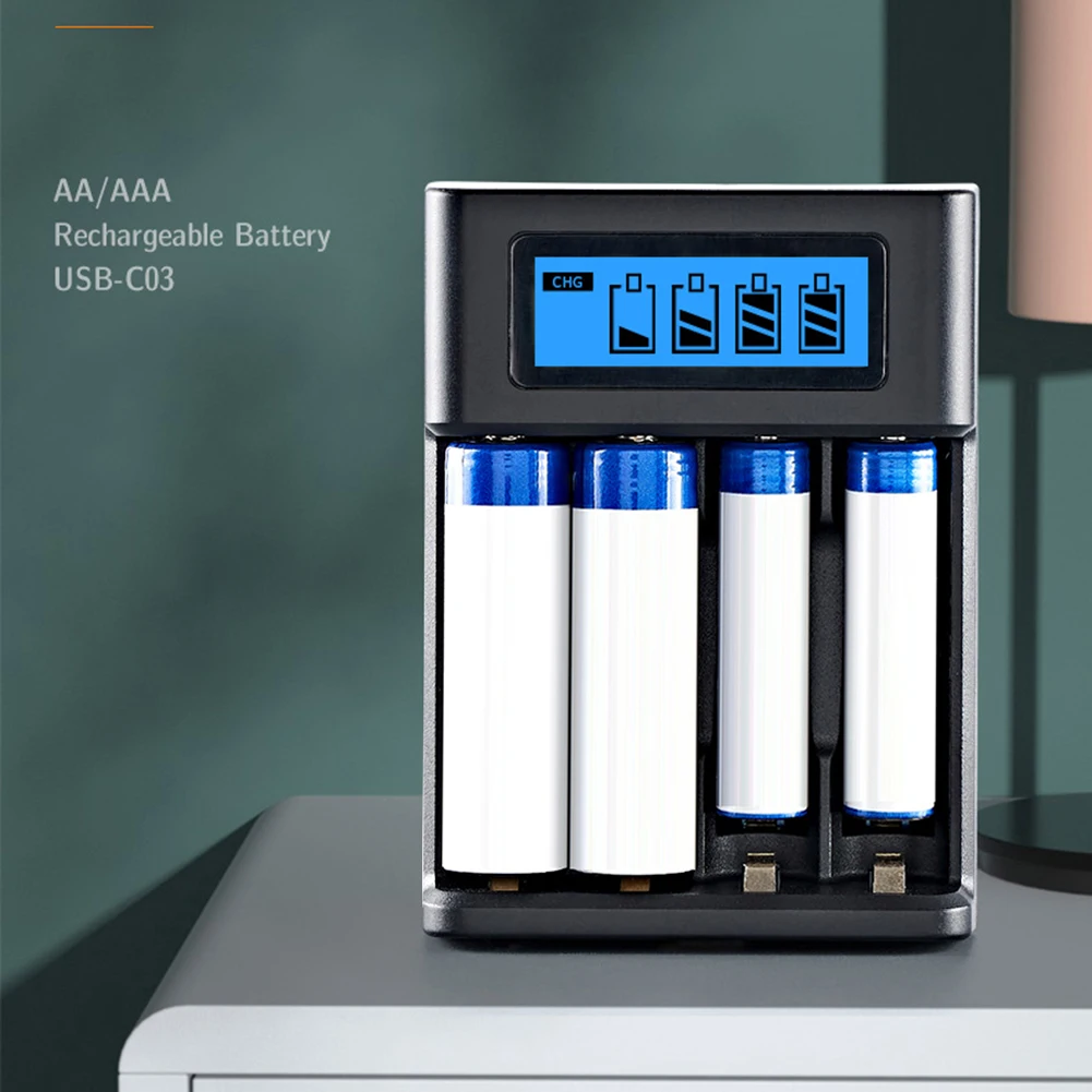 4 Slots LCD Display AA AAA Rechargeable Battery Charger Independent Slot Fast Charger for NI-MH /NI-CD 1.2V Rechargeable Battery