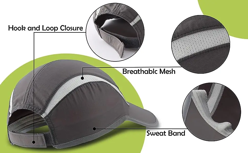Connectyle Herren- und Damen-Sport-Baseballkappe, faltbar, Netzstoff, mit reflektierenden Streifen, atmungsaktiv, leicht, schnell trocknend, Sun Runner Cap – Detail 3