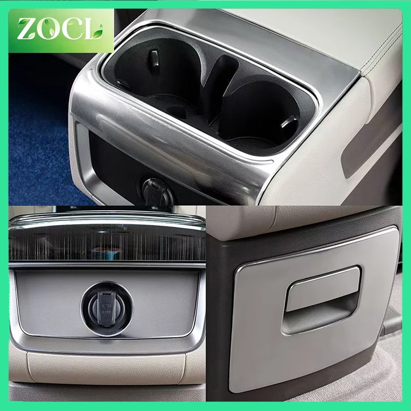 For Kia Carnival Sedona KA4 2021 2022 2023 stainless steel Second drainage cup cigarette lighter middle storage box panel frame