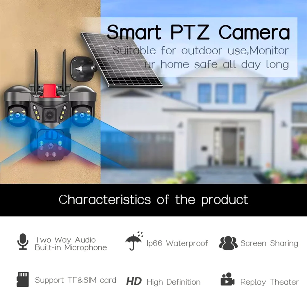 12MP Triple Len Outdoor Solar  - đánh giá và giá Night Vision Camera Wifi 4G