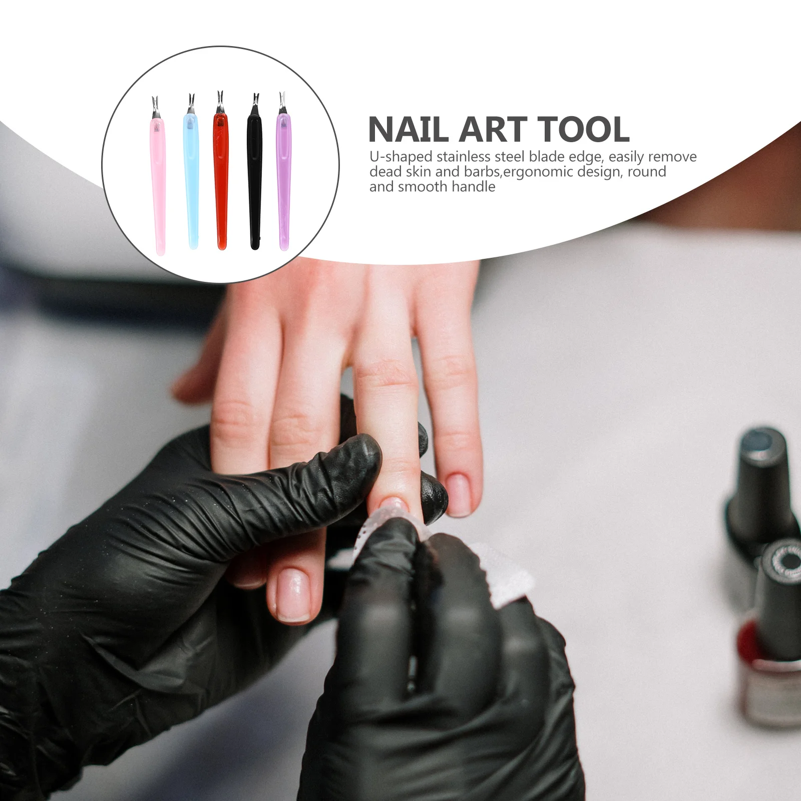 

50Pcs Dead Skin Forks U-Shaped Stainless Steel Cuticle Removers Portable Nail Art Dead Skin Removal Tools Manicure Pedicure Set