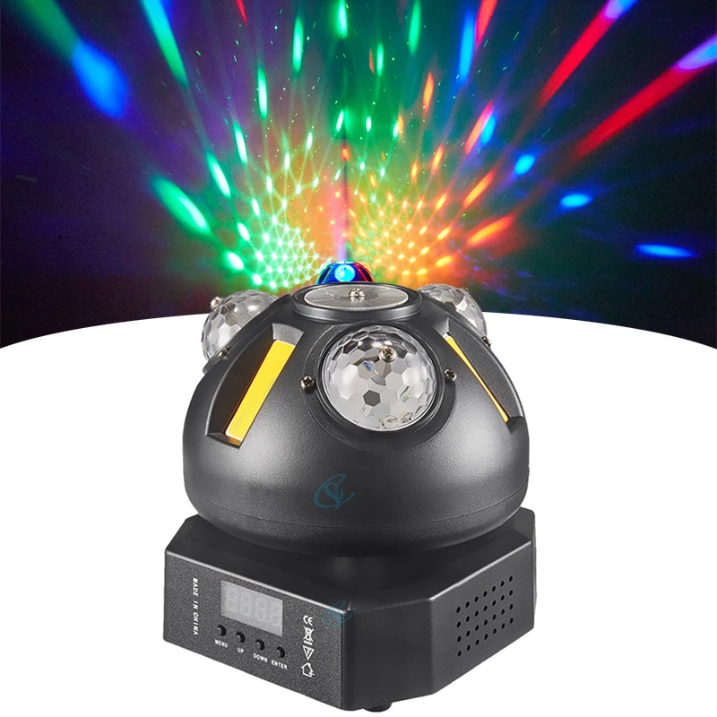 60W Mini LED DMX Magic Ball Disco Rotating Moving Head Lights RG Laser 3x12W Golden Effect Lighting For Party Bar Show