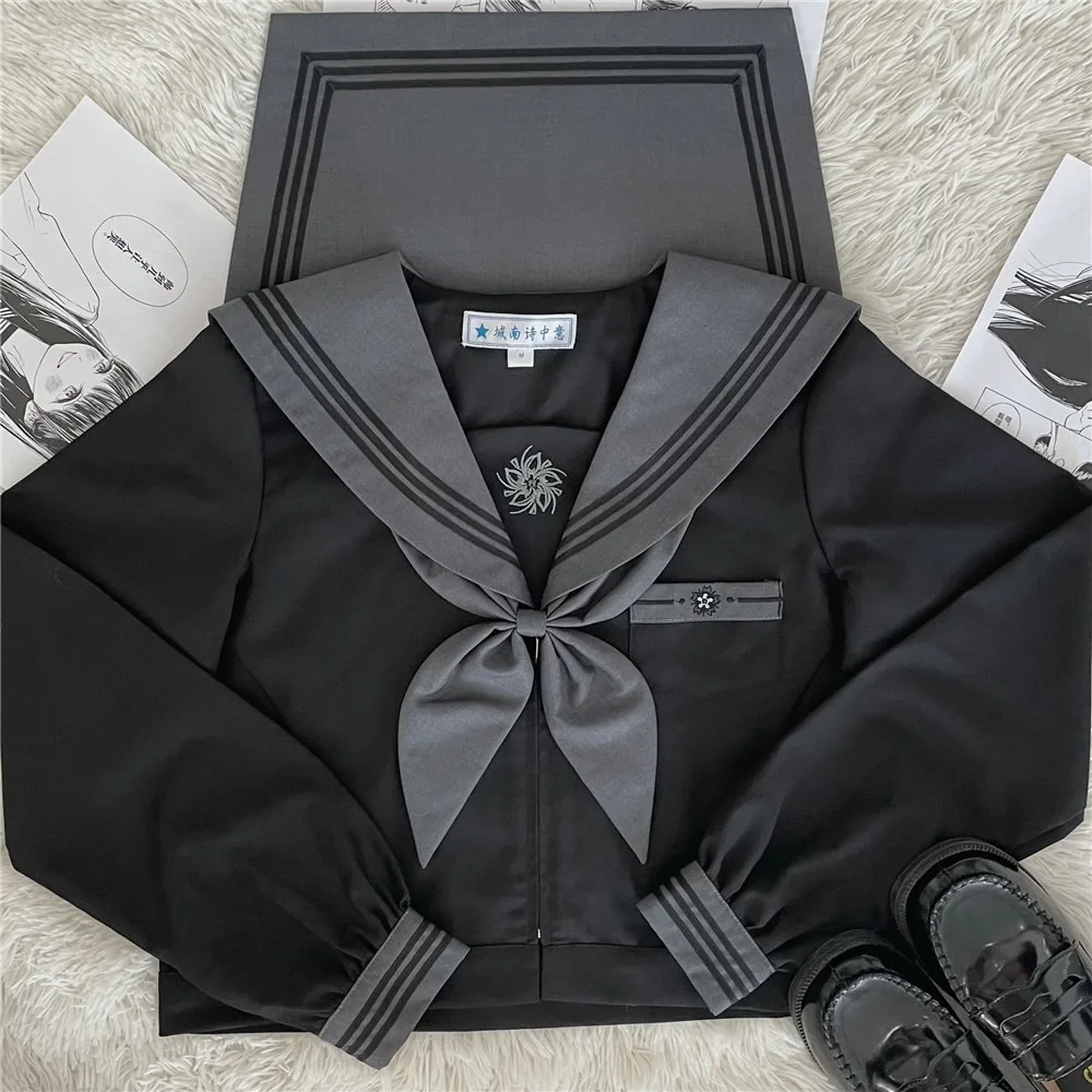 Divise da marinaio giapponesi e coreane Maniche lunghe e corte uniforme ortodossa jk scuro cattiva ragazza vestiti centrali abiti scolastici da donna