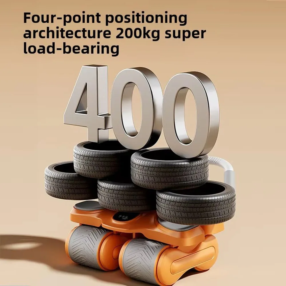 Dispositivo per l'allenamento dei muscoli addominali a rimbalzo automatico della ruota addominale a quattro ruote Dispositivo per l'allenamento della pancia sottile per il fitness domestico