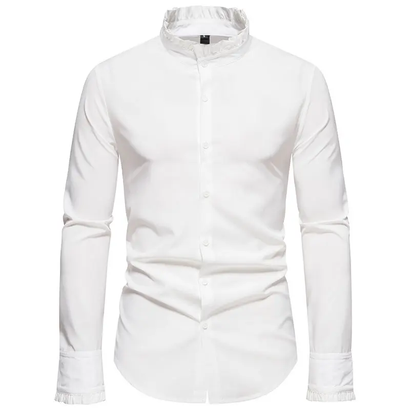 2023 Heren Overhemd Performance Jurk Herfst En Winter Nieuwe Britse Effen Kleur Slim Fit Trouwjurk Heren Shirt Met Lange Mouwen