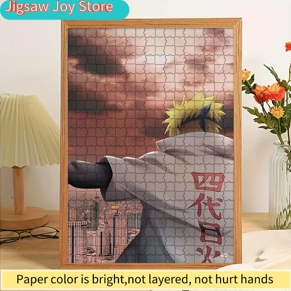 

Minato Namikaze Fourth Hokage Paper Puzzle, Epic Naruto Anime Art of Minato in Hokage Cloak Overlooking Cityscape at Dusk, Premi