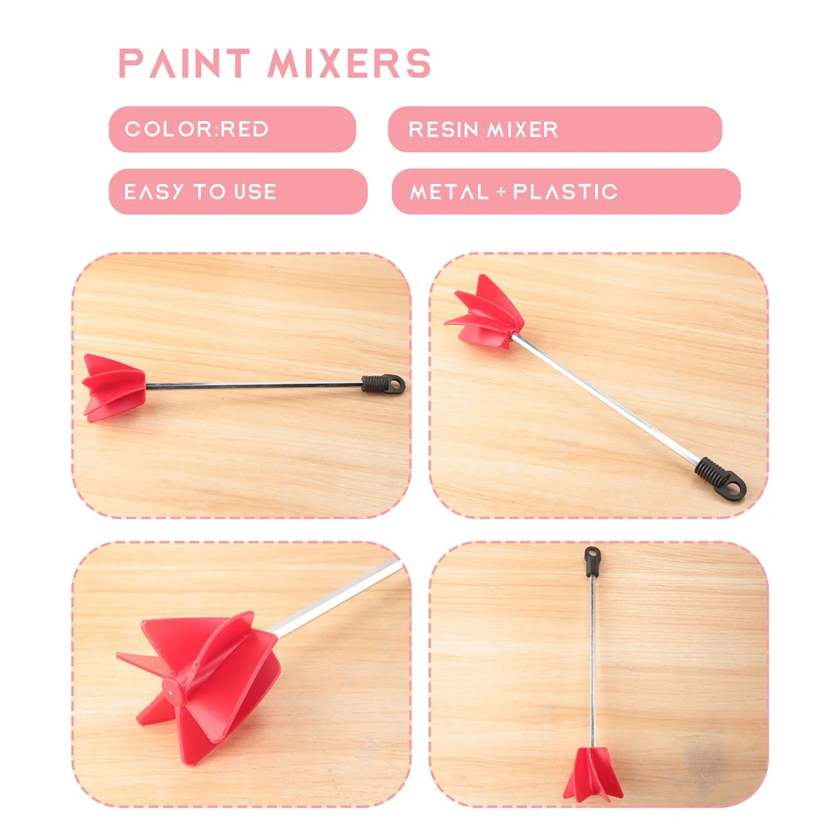 3Pcs Paint Mixer Drill Attachment, Paint Mixer for Drill,Paint Stirrer for Drill, Drill Paint Mixer for Most Drills