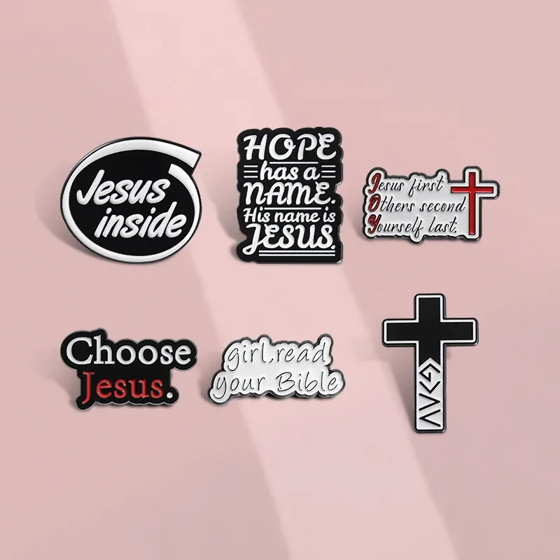 Jesus Inside Cross Enamel Pins Custom Choose Jesus Brooch Backpack Clothing Lapel Badge Jewelry Gift for Christian Faith Friends