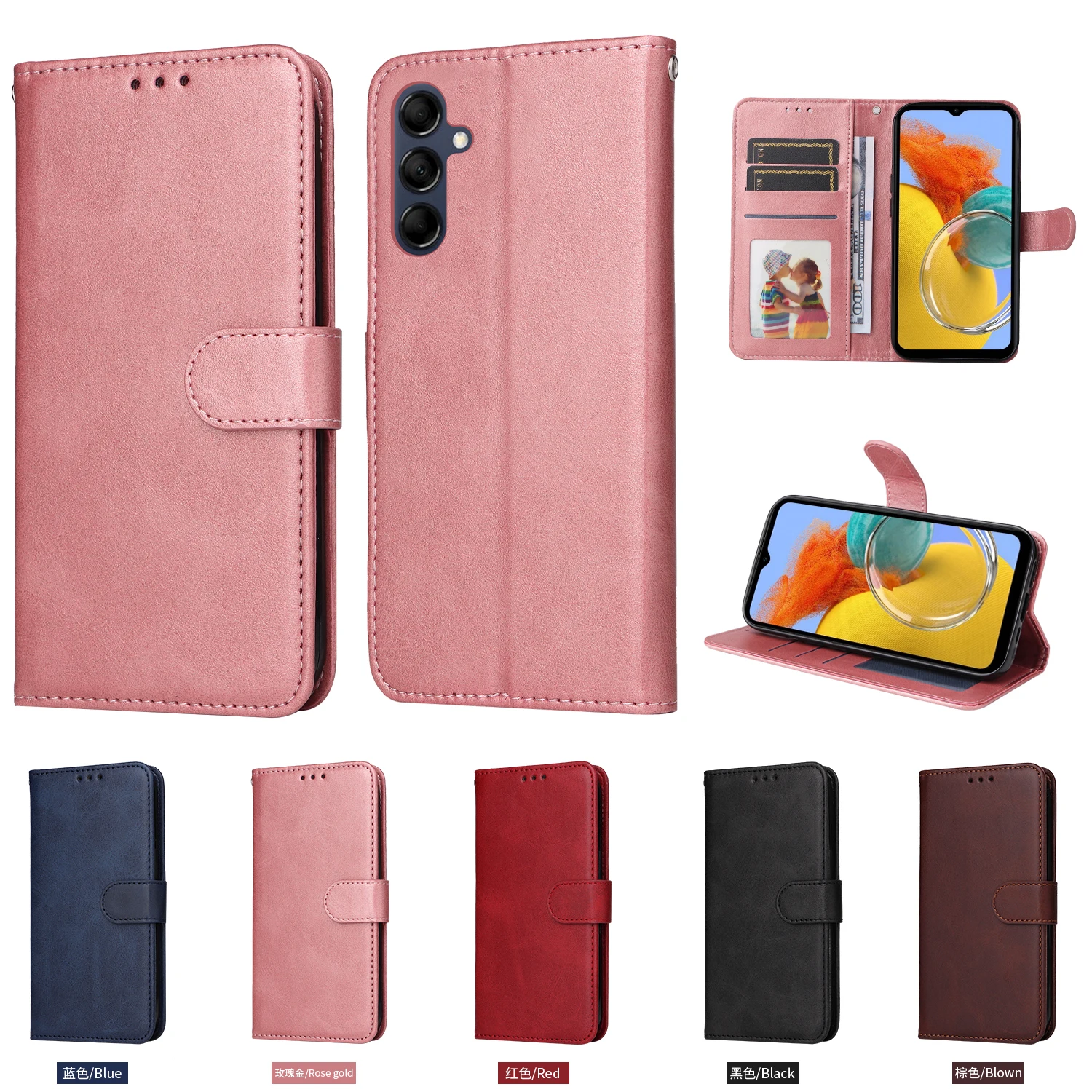 Flip Leather Case For Oppo Reno 4Z 8 10 Pro Plus Lite 8Z 8T Card Wallet Phone Book Cover Zipper Solid Color Embossing Housing