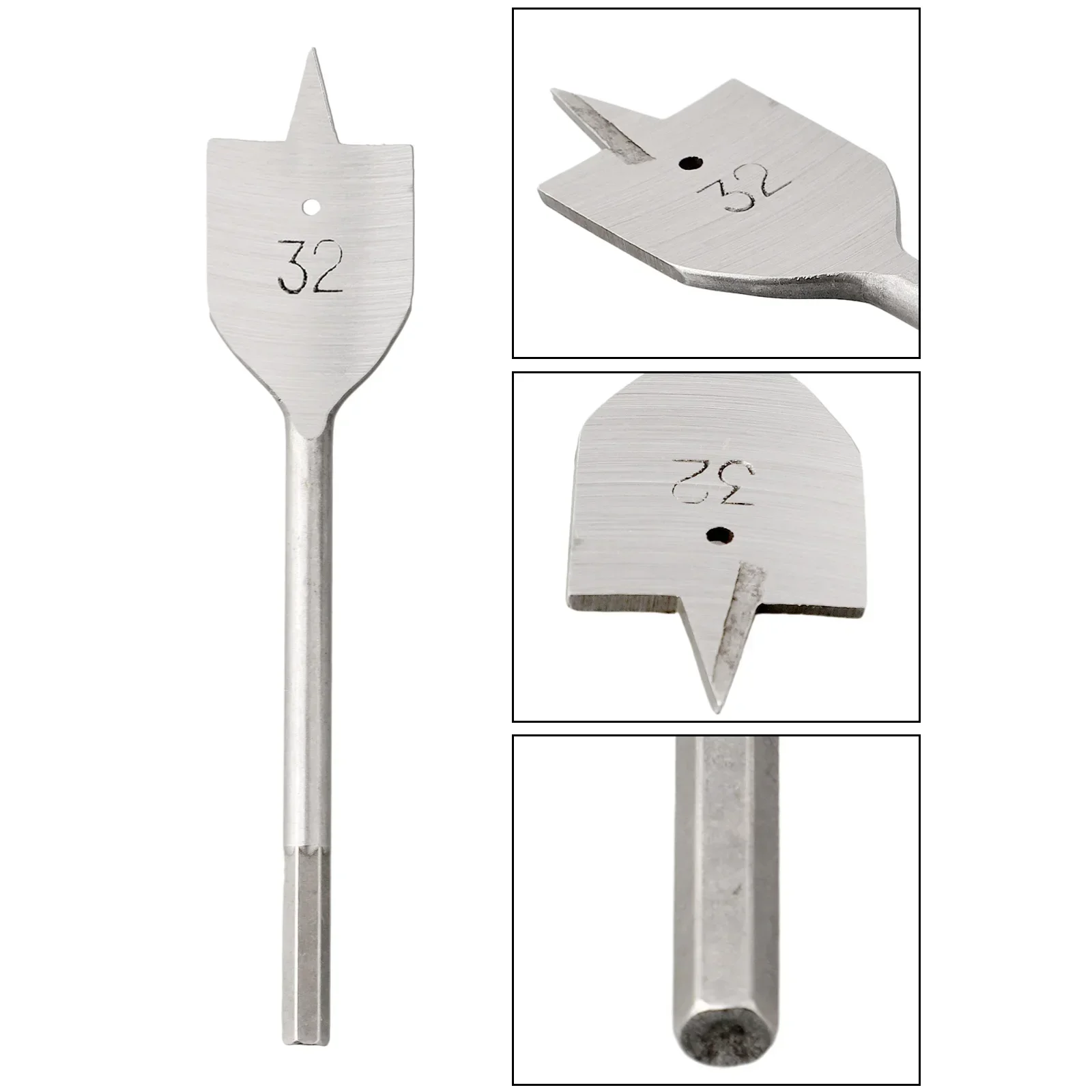 Broca plana para madera, 20-38mm, taladro plano de tres puntas, mango Hexagonal, perforadora para carpintería, broca de perforación de tablero de madera, 1 ud.