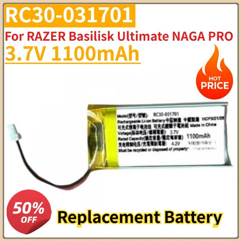 

High Quality New 3.7V 1100mAh Replacement Mouse Battery RC30-031701 For RAZER Basilisk Ultimate / NAGA PRO