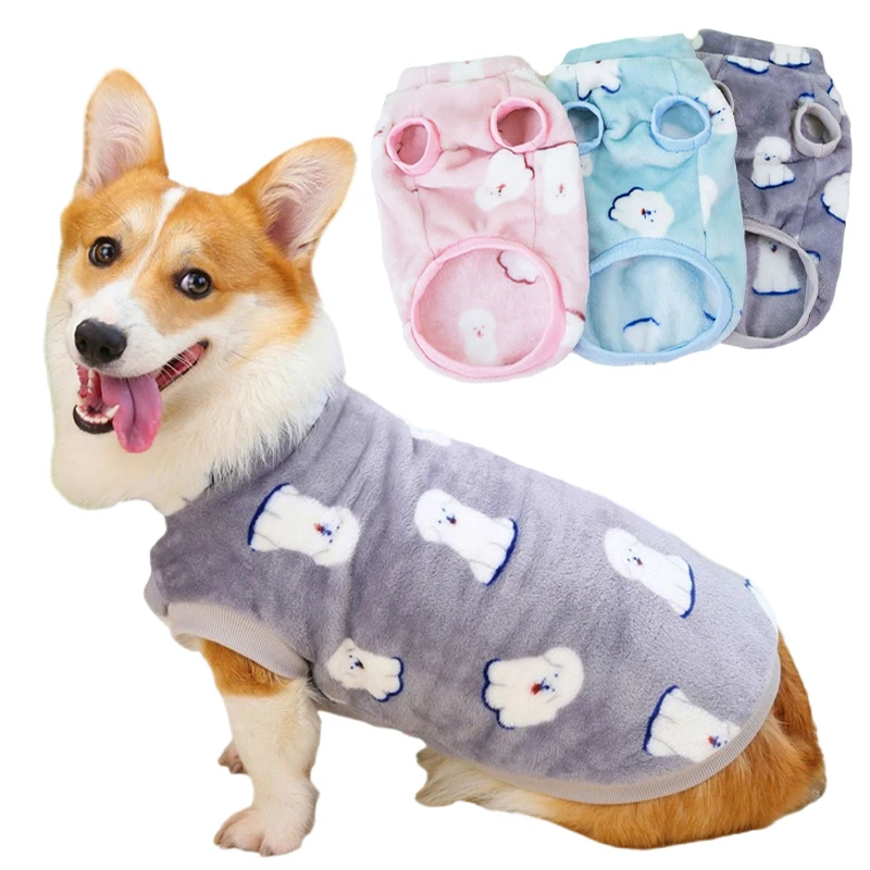 

S-4XL Winter Dogs Clothes Soft Flannel Dog Warm Pajamas Vest for Corgi Dachshund Coat Small Medium Dogs French Bulldog Outfit