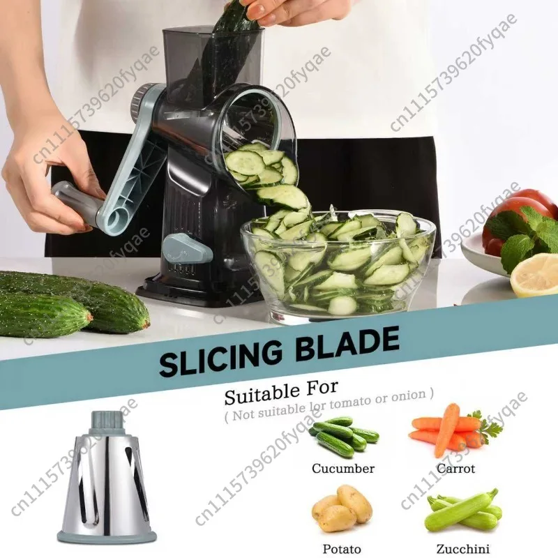 Multifunctional hand-cranked vegetable cutter, household kitchen wire planer, three-in-one roller vegetable cutting artifact