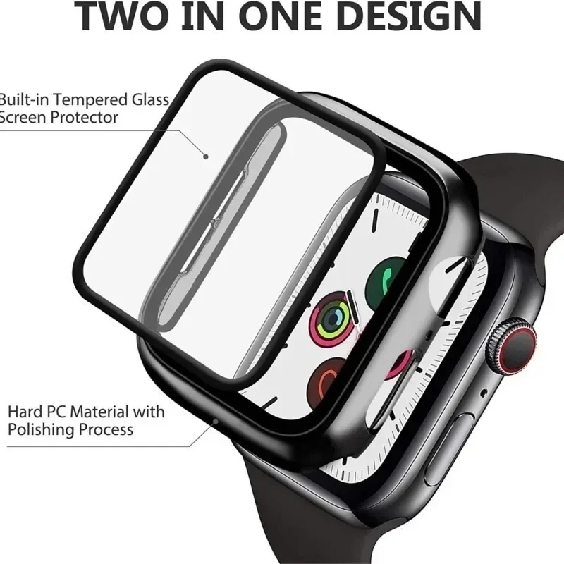 Case For Apple Watch series 7 8 41mm 45mm 38/42 band Accessories bumper Screen Protector Glass+cover iWatch 6 5 4 3 SE 44mm 40mm