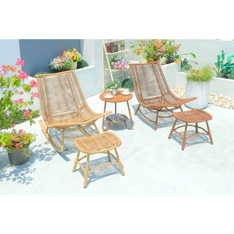 Mecedora de ocio tejida con cuerda para exteriores, B & B, Villa, jardín, silla tejida de mimbre creativa, muebles combinados, balcón rockin
