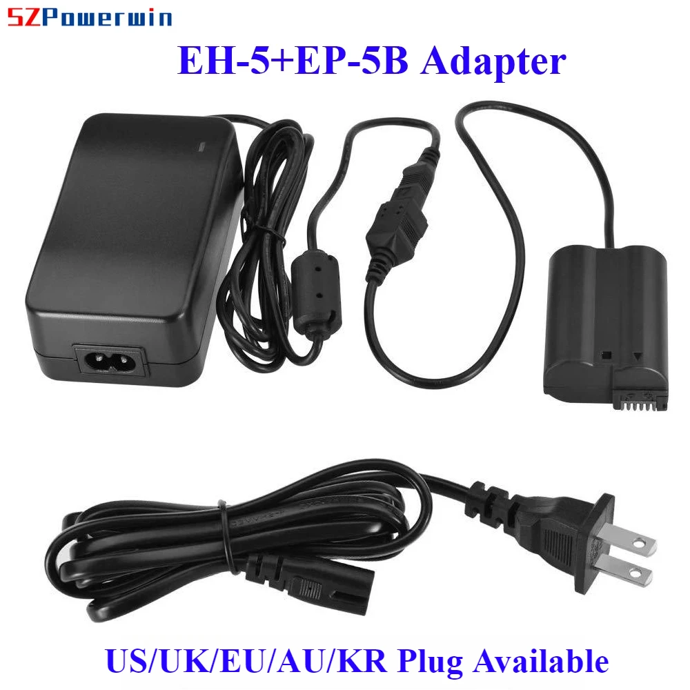 Powerwin EN-EL15 EH-5 EP-5B Camera Adapter EH5 EP5B Dummy Battery AC Power Supply for Nikon 1 V1 D7200 D850 D810 D750 D610